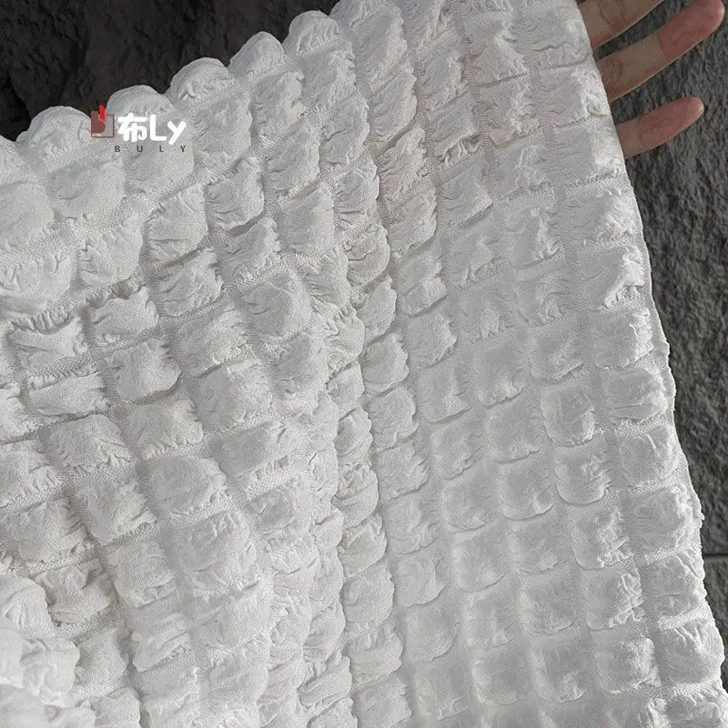 نسيج فقاعي منقوش ثلاثي الأبعاد، مرن وصديق للبشرة، قبعة راقية، فستان، بنطلون، قماش مصمم الملابس #4