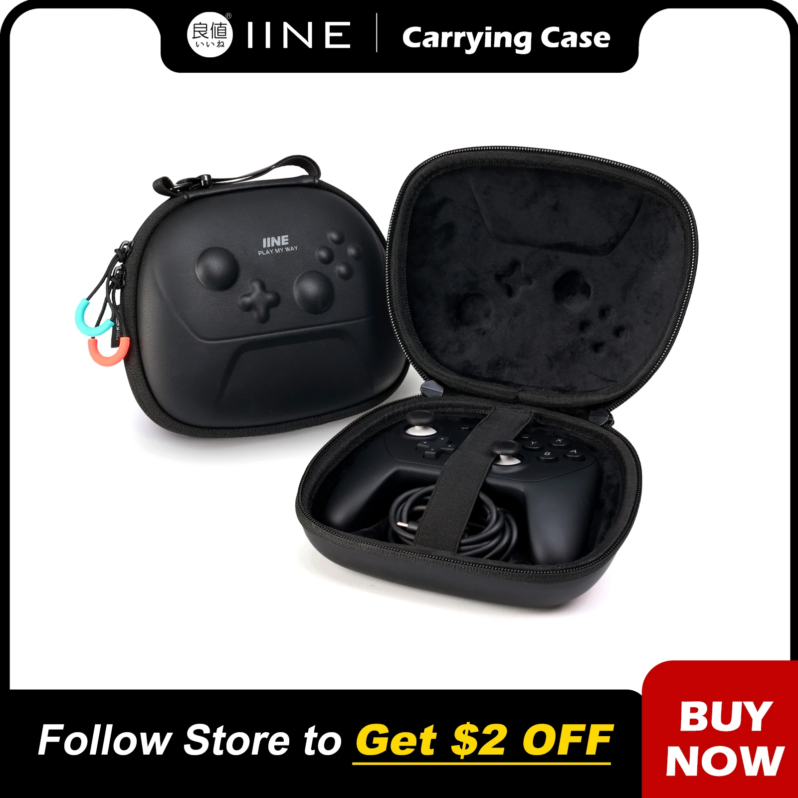 IINE CARRYING CASE FOR NS2 PRO CONTROLLER/ Precise Mold  Portable Charging Shock & Pressure Proof Compact & Lightweight