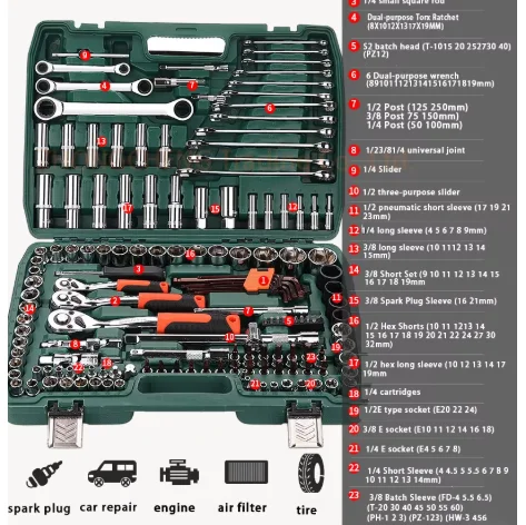Multi-function Toolbox Auto Repair Socket Wrench Set Combination Repair Sleeve Ratchet Car Special Tools Daquan