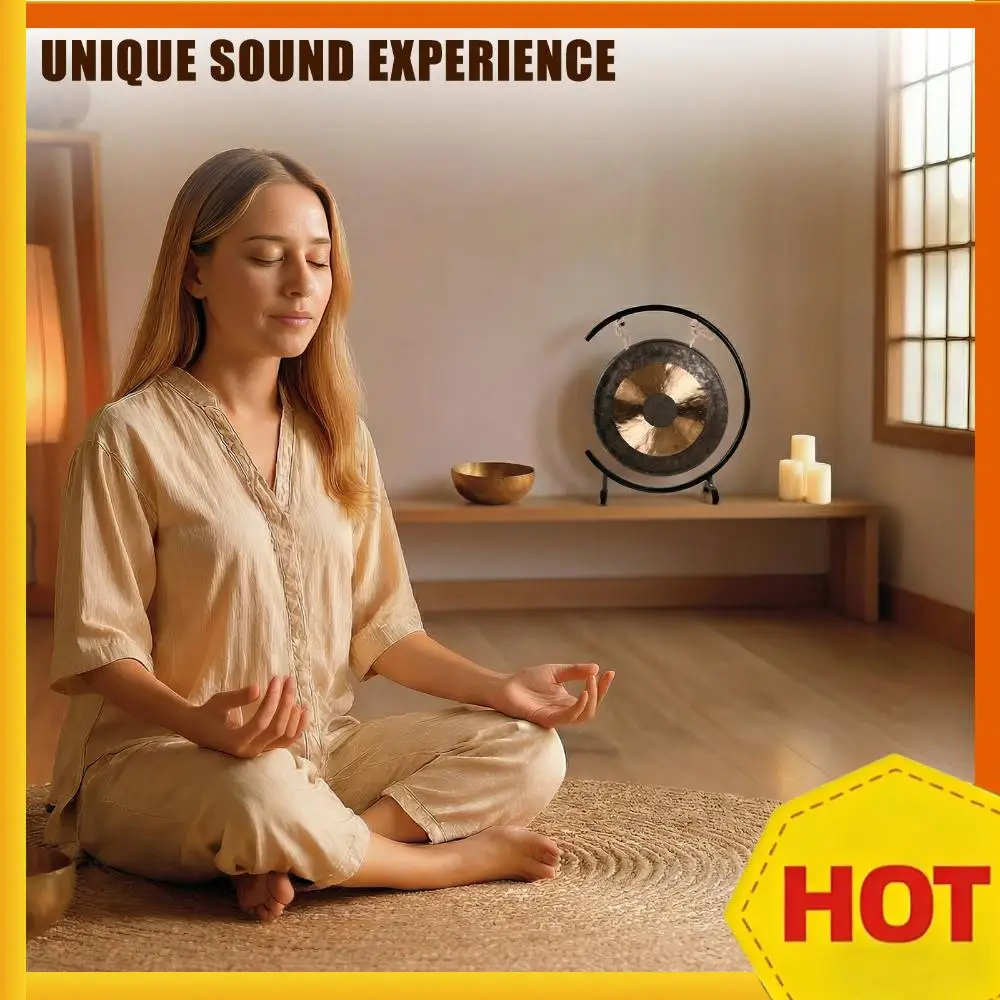 

18in Copper Gong on The Seaside C-Stand Gong Percussion Instrument with Mallet for Therapy Yoga and Long Sustain