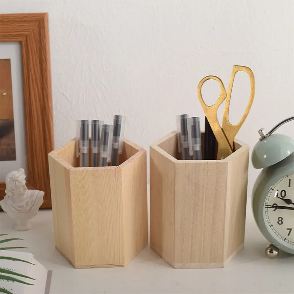Desktop Storage Wooden Pen Holders Ins Style Large Capacity Pen Holder Box Multifunctional Wooden Pencil Organizer JJ1843