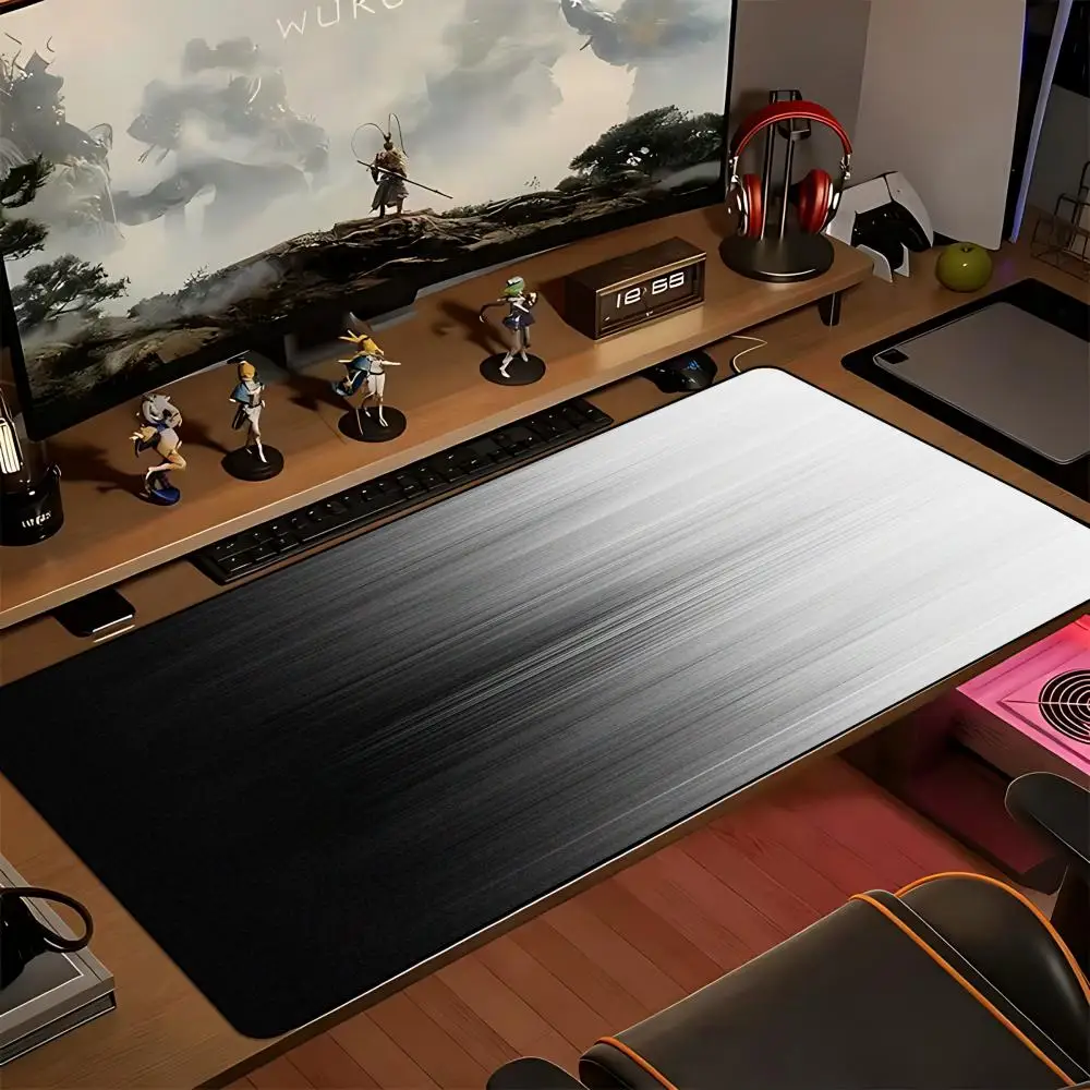 Whimsical Gradient Brushed Metal Mouse Pad Large Extended Gaming Desk Mat Non-slip Rubber Base Stitched Edges Office Mat