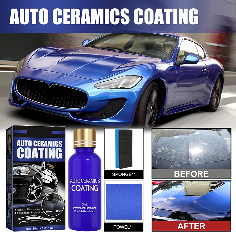 

3PCS 9H Car Liquid Ceramic Coat Super Hydrophobic Glass Coating Set Polysiloxane and Nano materials Ceramics For Cars