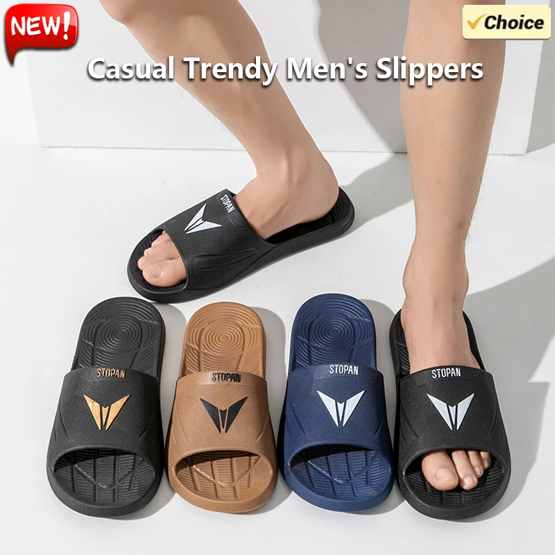 2024 New Men\'s Slippers Plus Size Men Indoor Home Slippers Bath Slipper PVC Soft Sole anti slip Outdoor Beach Flip Flops Sandals