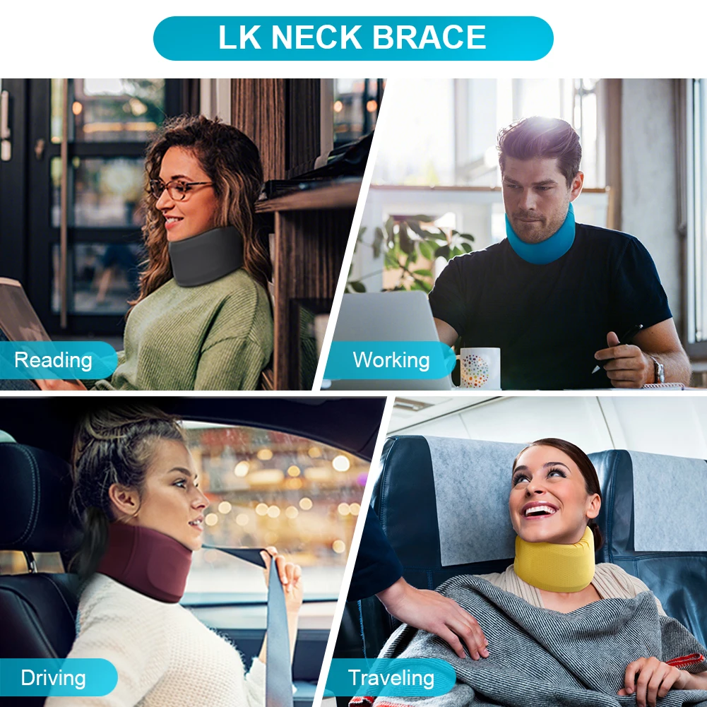 

Neck Brace Cervical Pillow Brace Adjustable Sponge Neck Support Collar Relieves Spine Pressure for Women Men