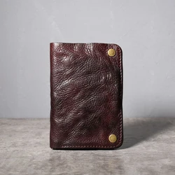 AETOO  Texture hand-painted pleated wallet retro first layer cowhide single-layer men's wallet casual denim trendy men's thin se