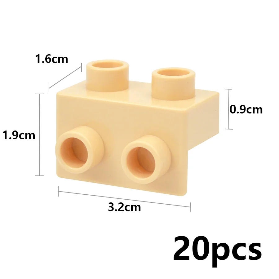 20Pcs Large Particls Bricks Reverse Bracket 1x2-1x2 Corner Connection Assembles Building Blocks Compatible Big Size Duploes Toys