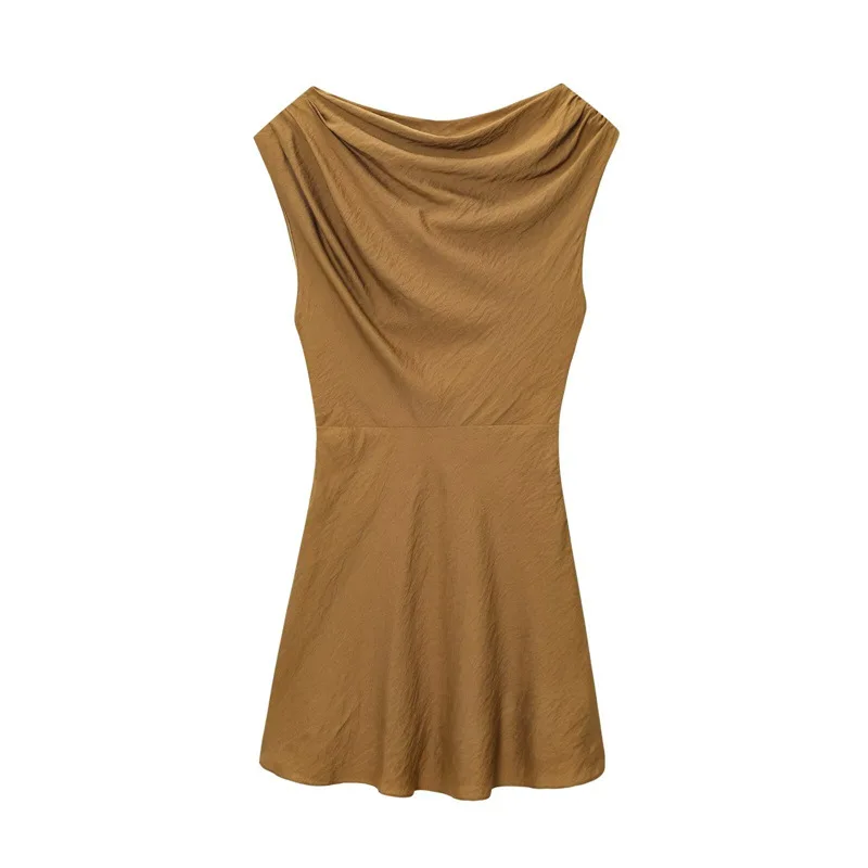 Autumn New Fashionable Simple Slanted Shoulder Asymmetrical Dress