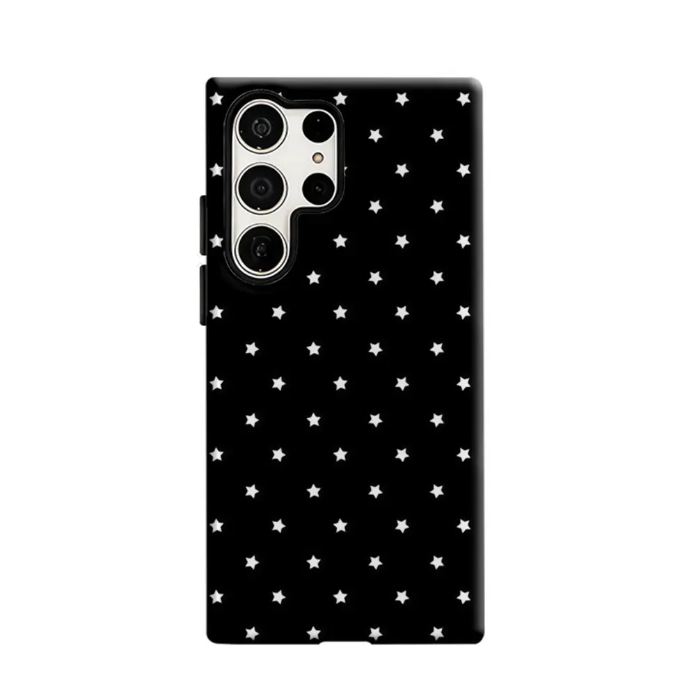 CaseLumi Phone Case For Samsung Galaxy S25 S24 S23 Ultra Plus HD Hard Black & White Stars Double Layer Cover Film Shell