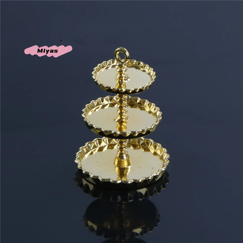 1Pc Miniature Dollhouse Three-Tier Cake Stand 1/12 Scale Simulation Dessert Snack Rack Decor Toy for Dollhouses