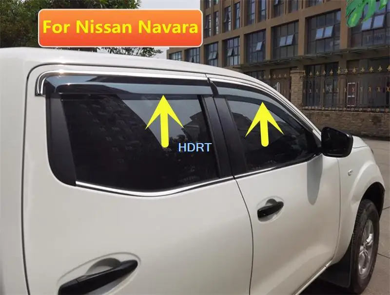 

Car Rain Deflector Visor For Nissan Navara Pick-up 2017-2021 Window 4pcs Sun Rain Guard Door Vent Shades Ventvisor Accessories