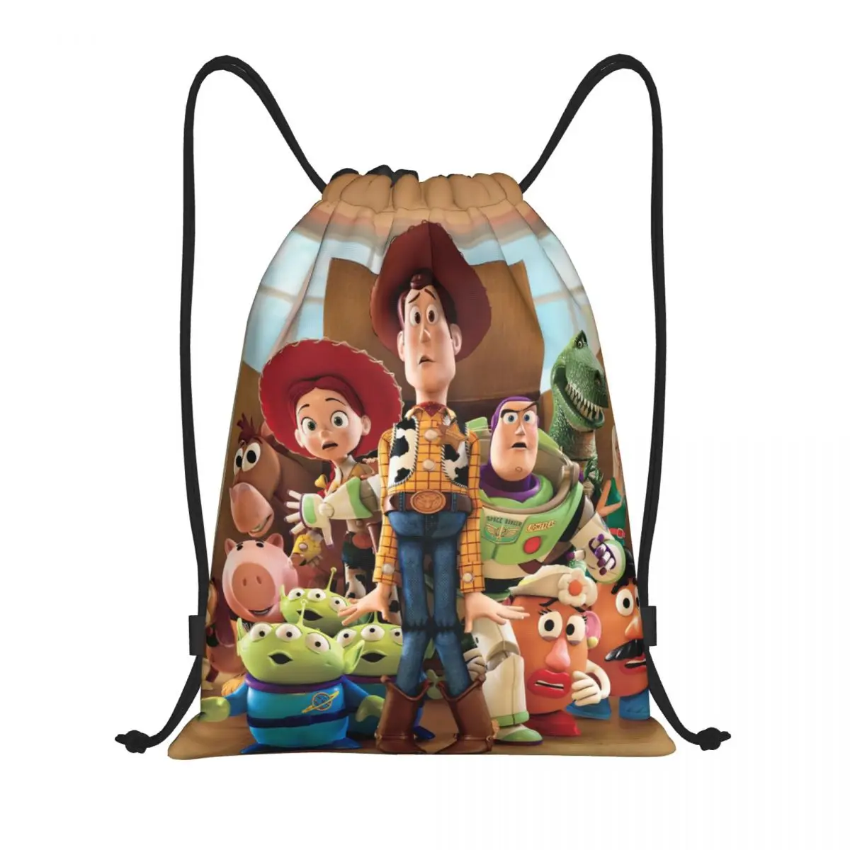 Custom Animated Toy Story Drawstring Backpack Sports Gym Bag for Women Men Cartoon Shopping Sackpack