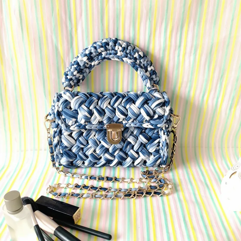 Handmade DIY Cloth Crochet Women\'s Bag Finished Hot Single Shoulder Crossbody Bag Handbag