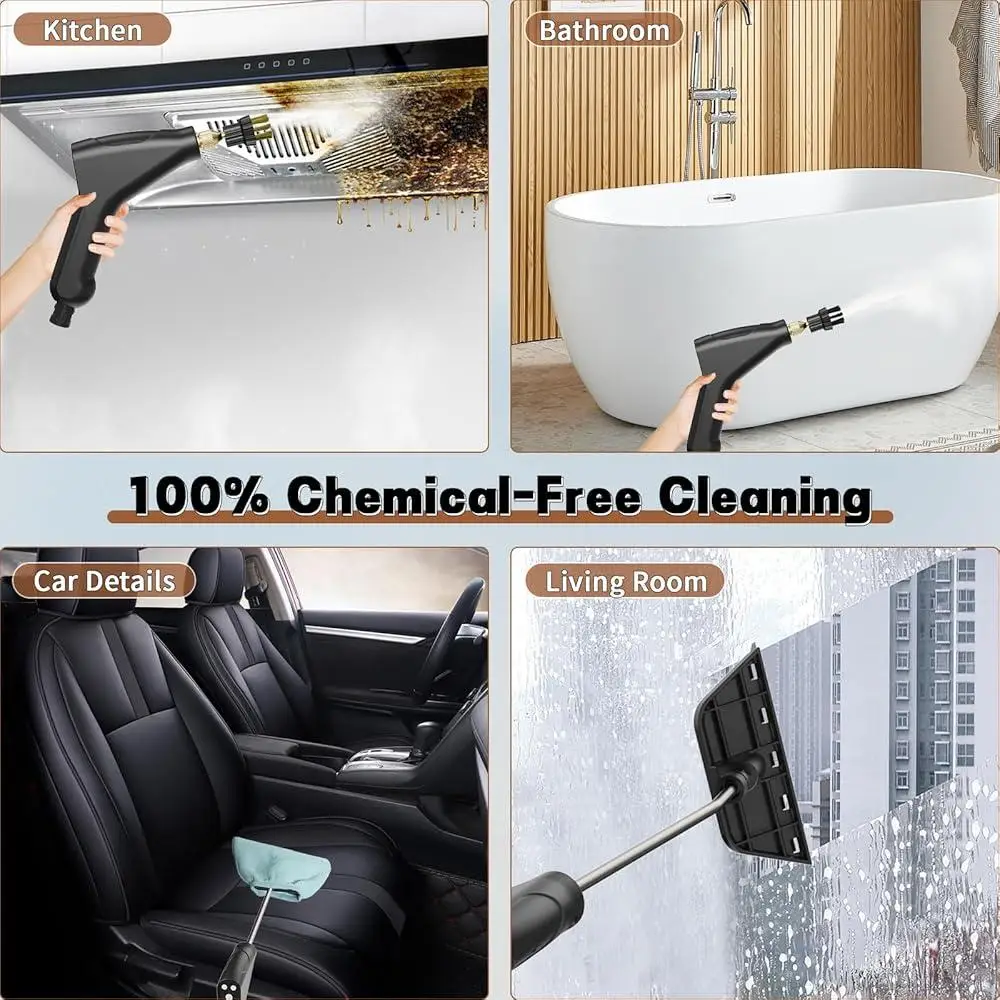 휴대용 스팀 청소기 2500W 휴대용 고압 청소기 빠른 가열 1.2L 물 탱크 6 레벨 조절 가능한 스팀 출력