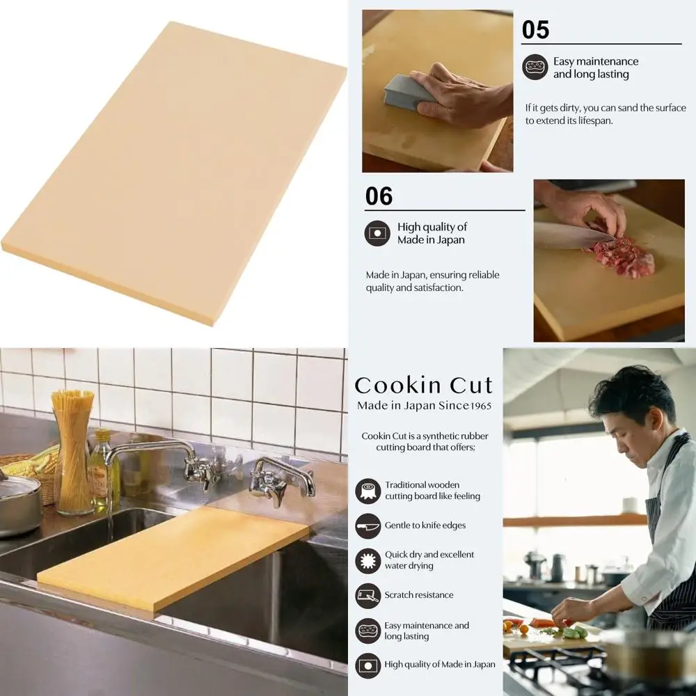 

Rubber Cutting Board for Home Kitchen Use - 15x8.3x0.5 Inches, Japanese Made, Durable and Easy to Clean