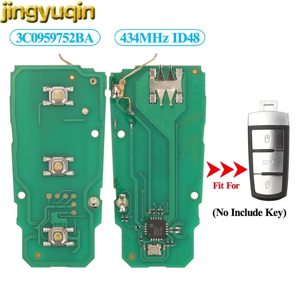 

Jingyuqin Remote Half-Smart Car Key Circuit Board 434Mhz ID48 Chip For Volkswagen VW Passat B6 3C B7 Magotan CC 3C0959752BA 3BTN