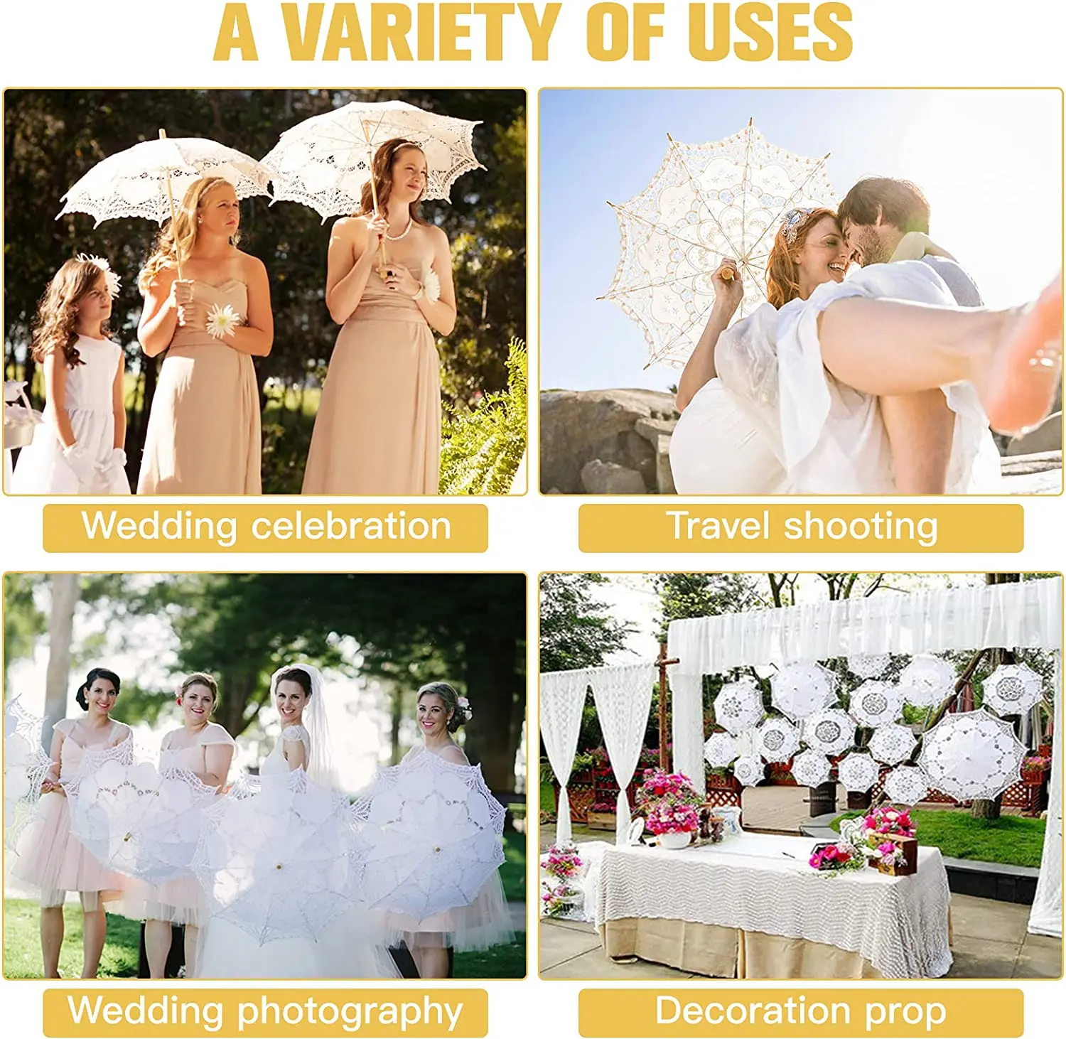 6/12PCS Vintage Lace Parasol Umbrellas Wedding Bridal Umbrella Photograph Parasol for Gift Tea Party Adult Size Lady Costume