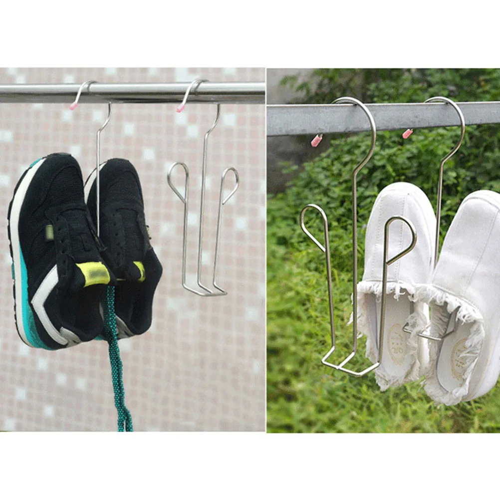 

8pcs Stainless Steel Shoes Drying Rack Hanger Household Silver Boot Shoe With Clips Desiccant Deodorant Shape Keeper