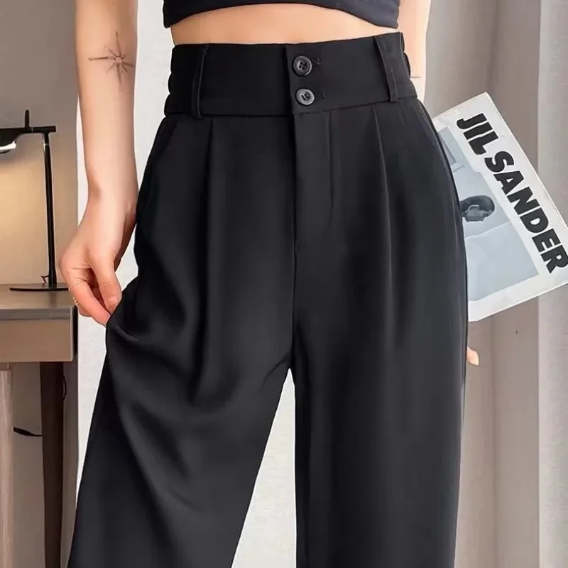 S-3XL Pants Women Solid High Waist All-match Office Lady Korean Fashion Drape Classic Prevalent Summer Trousers Simple Daily