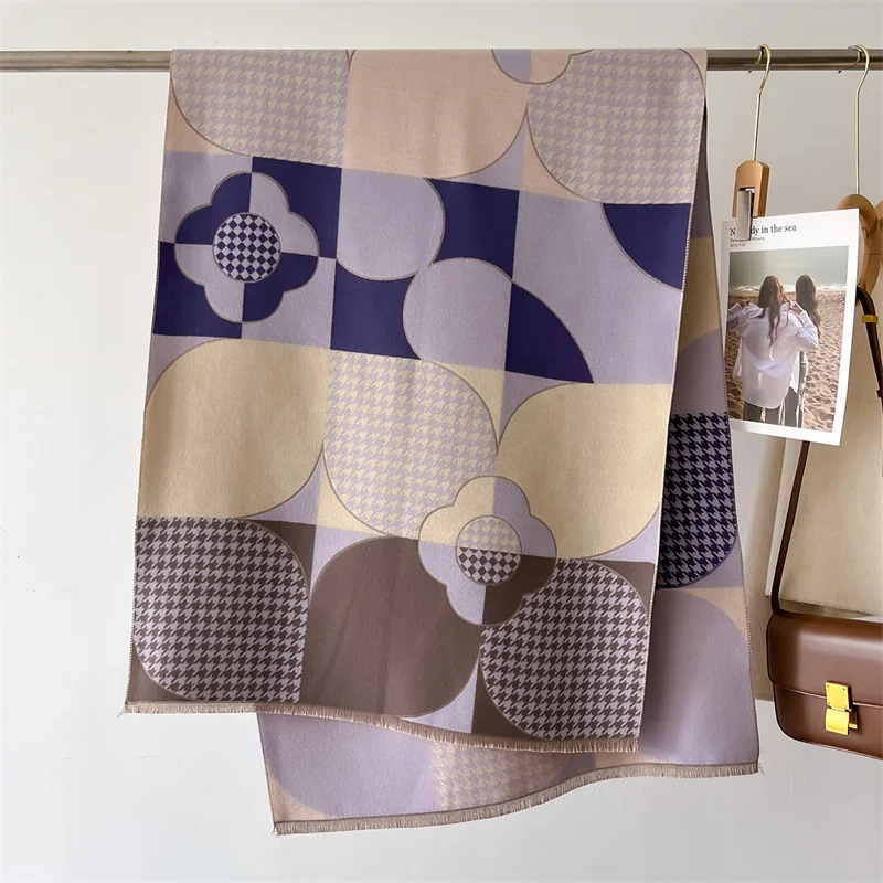 وشاح الشتاء للنساء الكشمير الدافئة طباعة الباشمينا بطانية يلتف الإناث سميكة لينة Bufanda شرابة شال Echarpe المعطف سرق