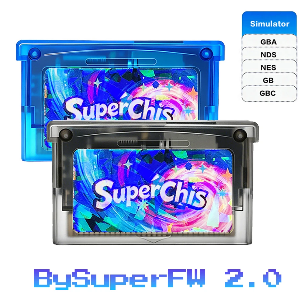 Retro SuperChis by SuperFW2.0 Flash Cartridge Prime Game Reader for GBA NDS GBA SP GB Player, SDRAM NOR Flash with Fast Loading