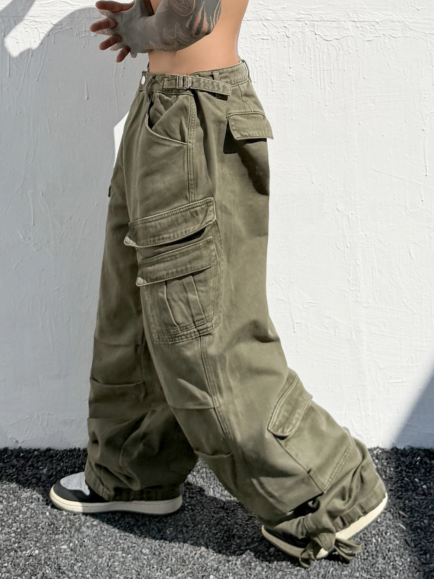 

Модные американские рабочие брюки в стиле милитари, широкие брюки с множеством карманов, мужские свободные повседневные длинные брюки, брюки-парашюты