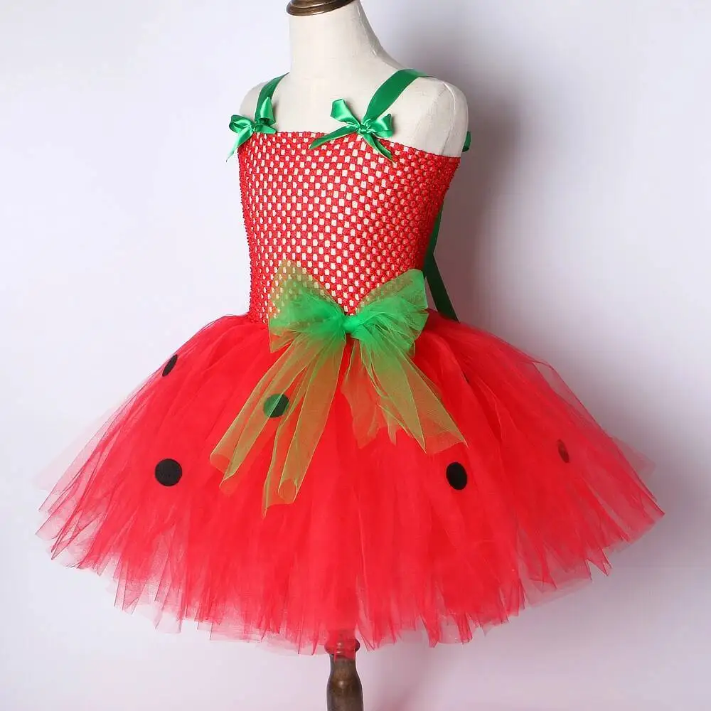 Baby Girls Strawberry Tutu Dress for Kids Birthday Costumes Fruits Party Princess Dresses Children Halloween Christmas Outfits