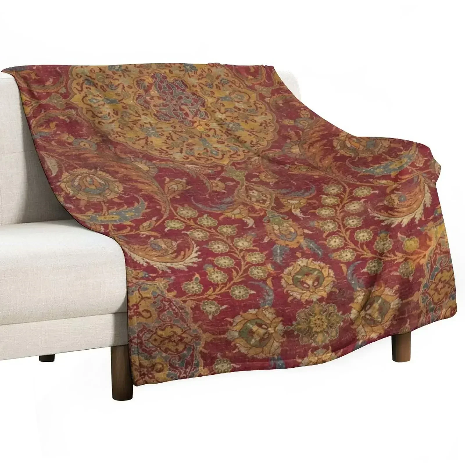 

Boho Funky III // 16th Century Distressed Red Green Blue Flowery Colorful Ornate Rug Pattern Throw Blanket Hair Blankets