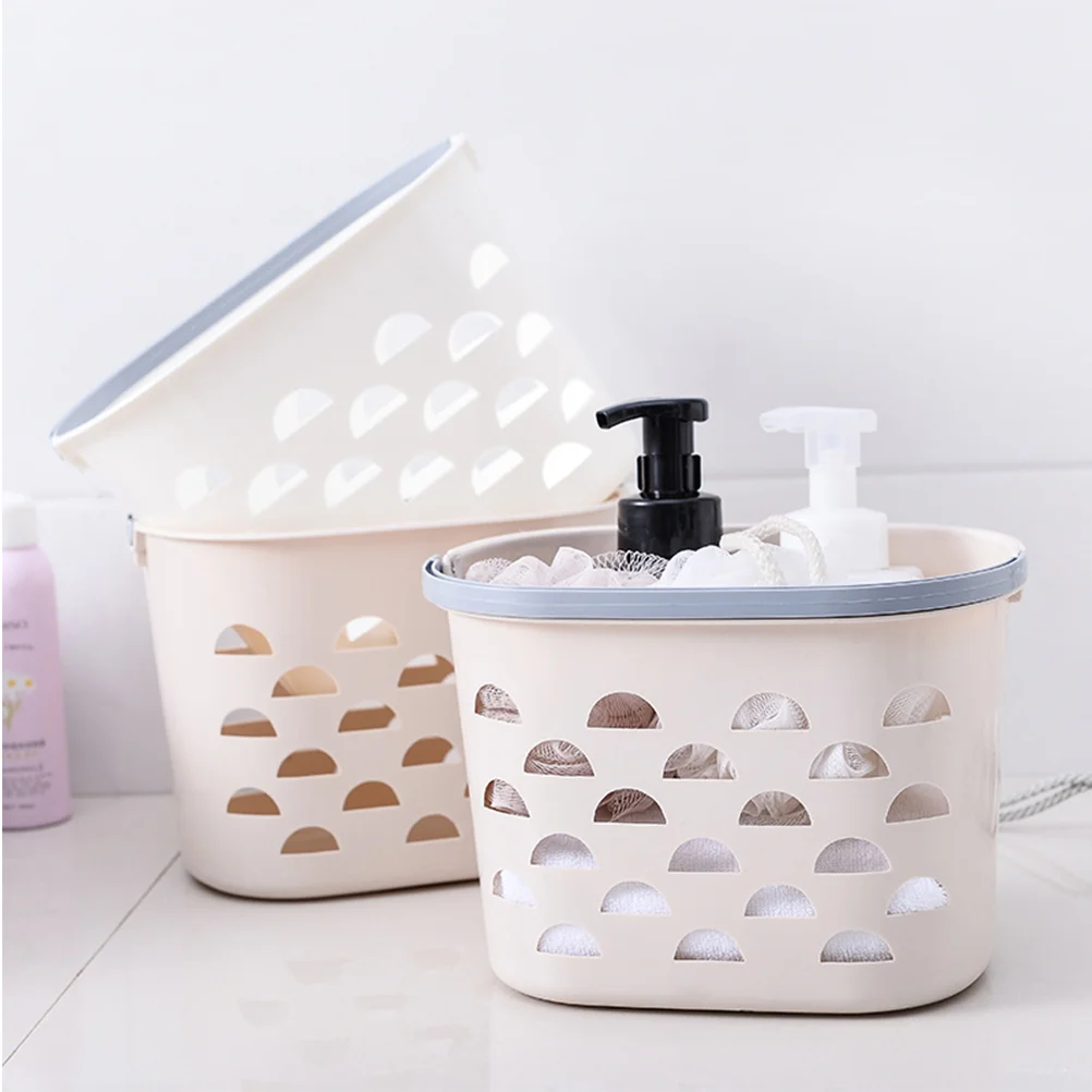 

2Pcs Plastic Bathing Cloths Container Portable Shower Basket Bathroom Storage Organizer Large Capacity Breathable Shampoo
