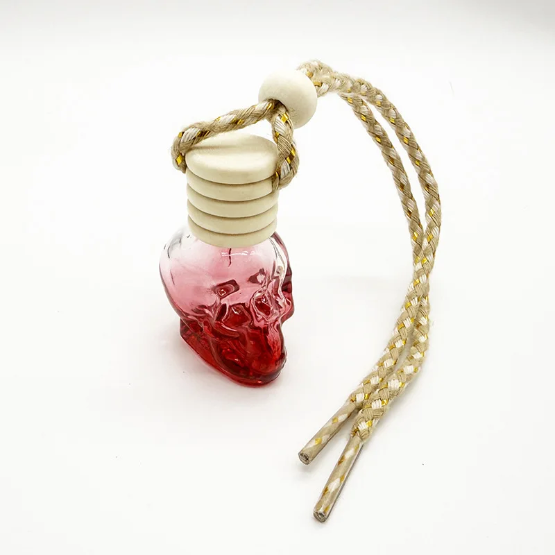 Car Air Freshener Skull Empty Diffuser Bottle 2 Pack Hanging Perfume Aromatherapy Essential Oil Pendant Rearview Decor Interior