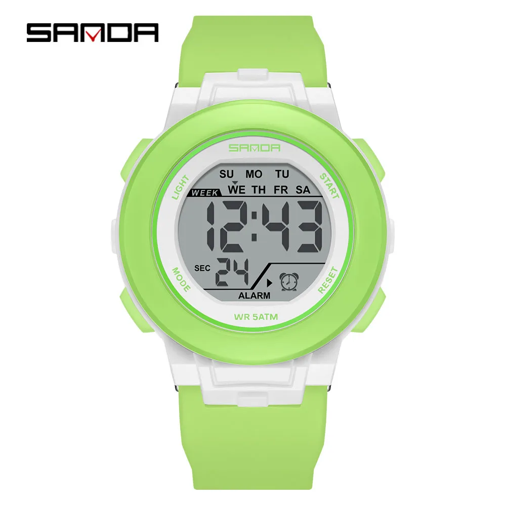 Sanda SD6383 Fashion Children's Electronic Watch Soft Tpu Strap Large Screen LED Digital Waterproof Clock