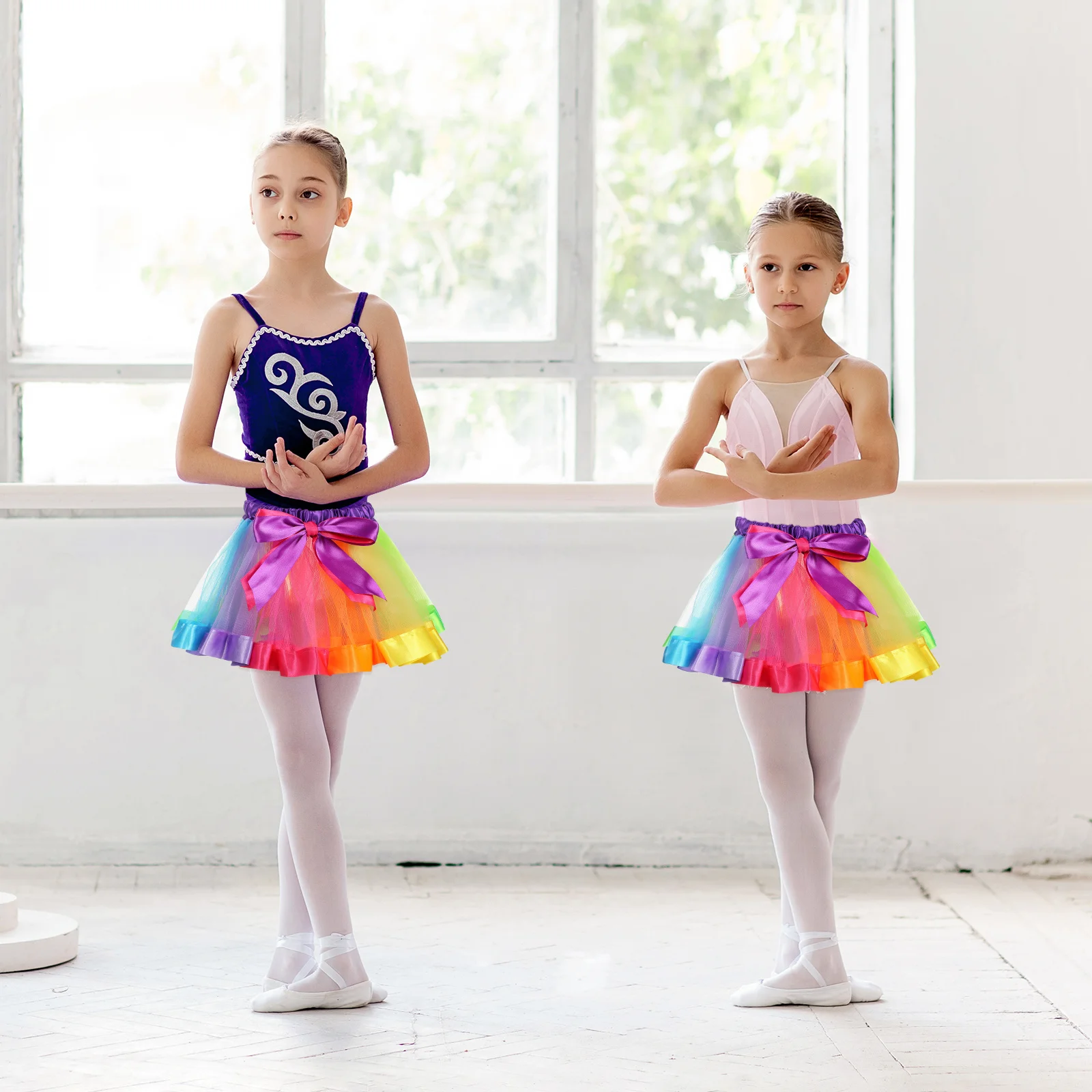 

Little Girls Rainbow Layered Tutu Skirt Ruffle Dance Performance Dress 4-6 Years Old Girls Skirts Toddler Tulle Skirt