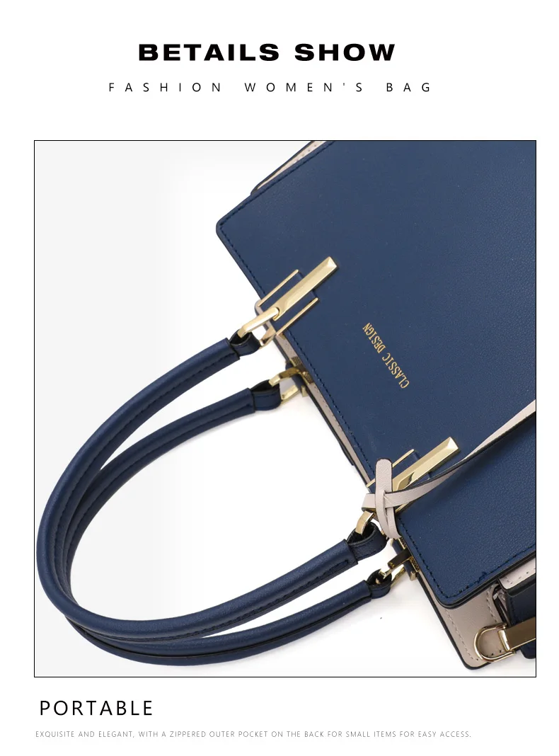 Aidrani Echtleder-Tragetasche für Damen, hochwertige Schultertasche mit großem Fassungsvermögen, blaue Muttertasche – Detail 12