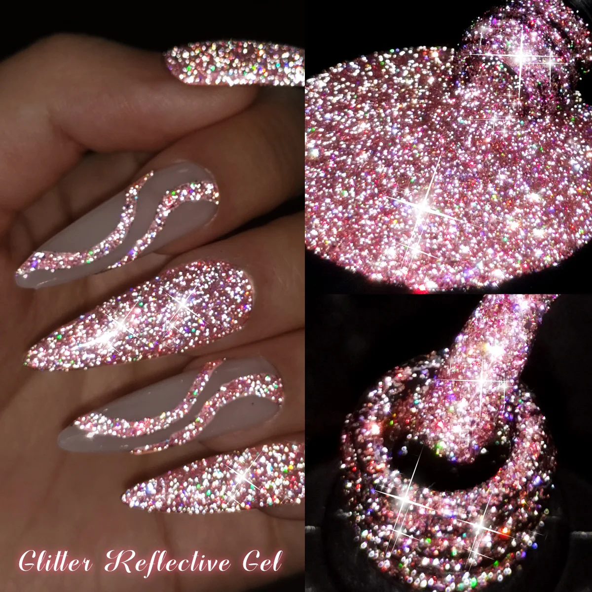7ml Holografische Reflecterende Glitter Gel Nagellak Champagne Goud Zilver Glanzende Fonkelende Pailletten Losweken UV LED Nagellak