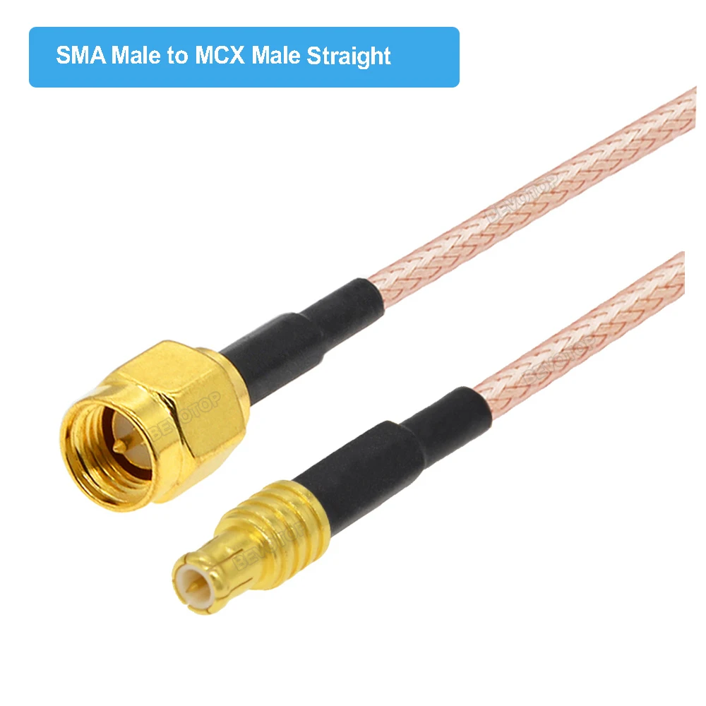 10PCS/LOT SMA to MCX RG178 Cable SMA Male to MCX Male Straight / 90° Plug RG-178 Pigtail RF Coaxial Extension Jumper BEVOTOP