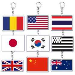 New Country Flags Keychains Ring for Accessories Bag Pendant American Britain Korean Korean Key Chain Keyring Jewelry Fans Gifts