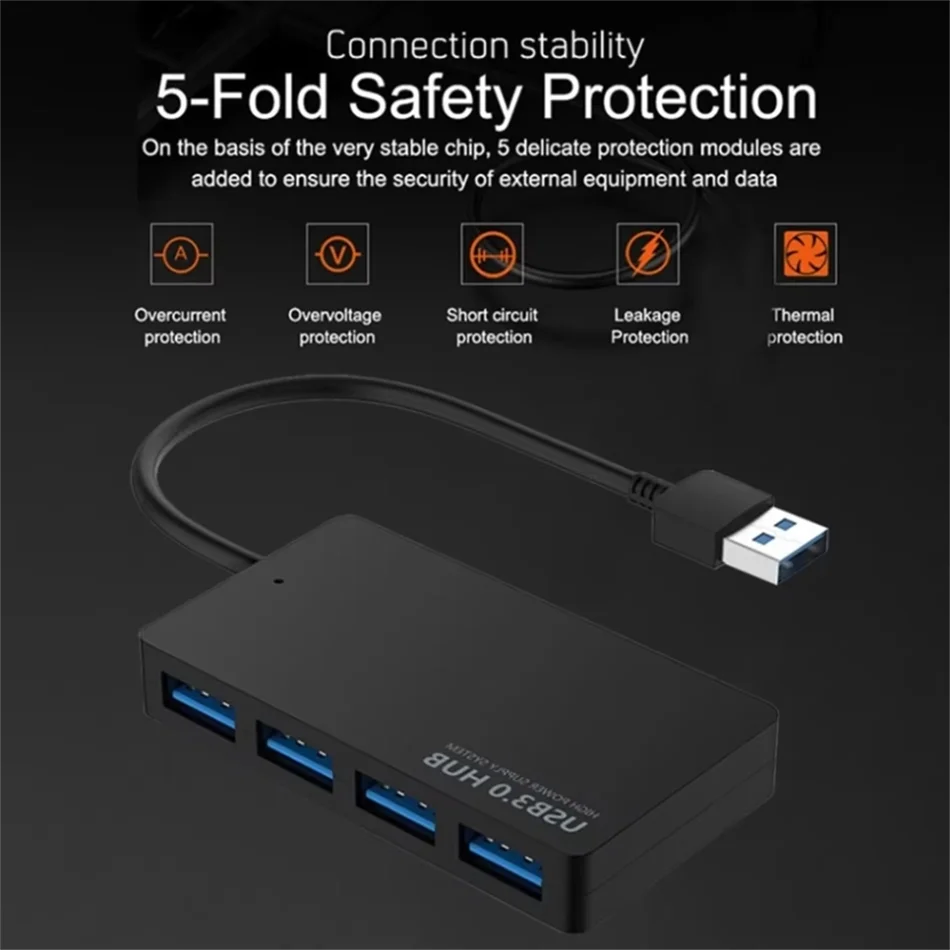 High-speed Usb 3.0 Hub Multi Usb Splitter 4-port Multiple Expander Adapter Computer Accessories For Keyborad Mouse Laptop PC