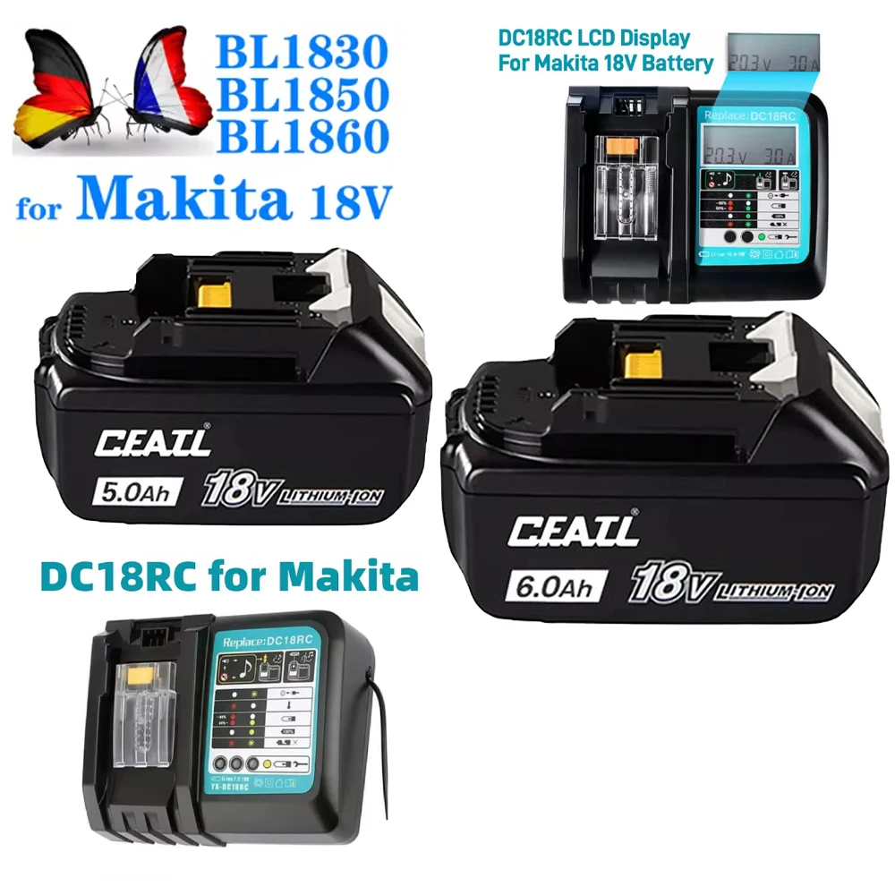 

For Makita 18V 6Ah/5Ah/2Ah Battery for Makita BL1840 BL1830B BL1850B BL1850 BL1860 BL1815 Replacement Lithium Battery
