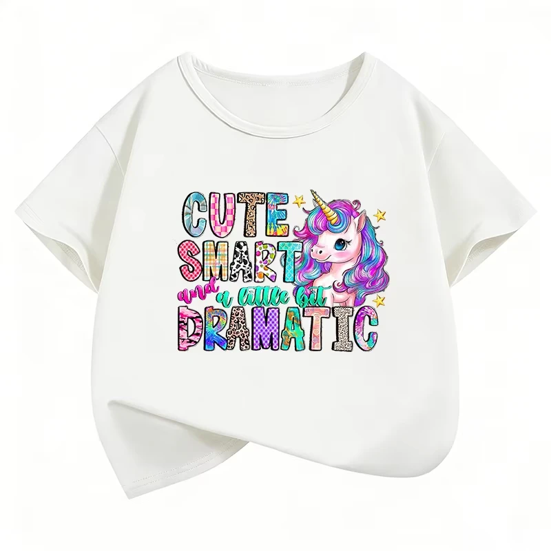 kawaii unicorn shirt Design T-Shirt Printed T Shirt Girls' Summer Clothes Short Sleeve Tops T-Shirts Cute kids Clothing