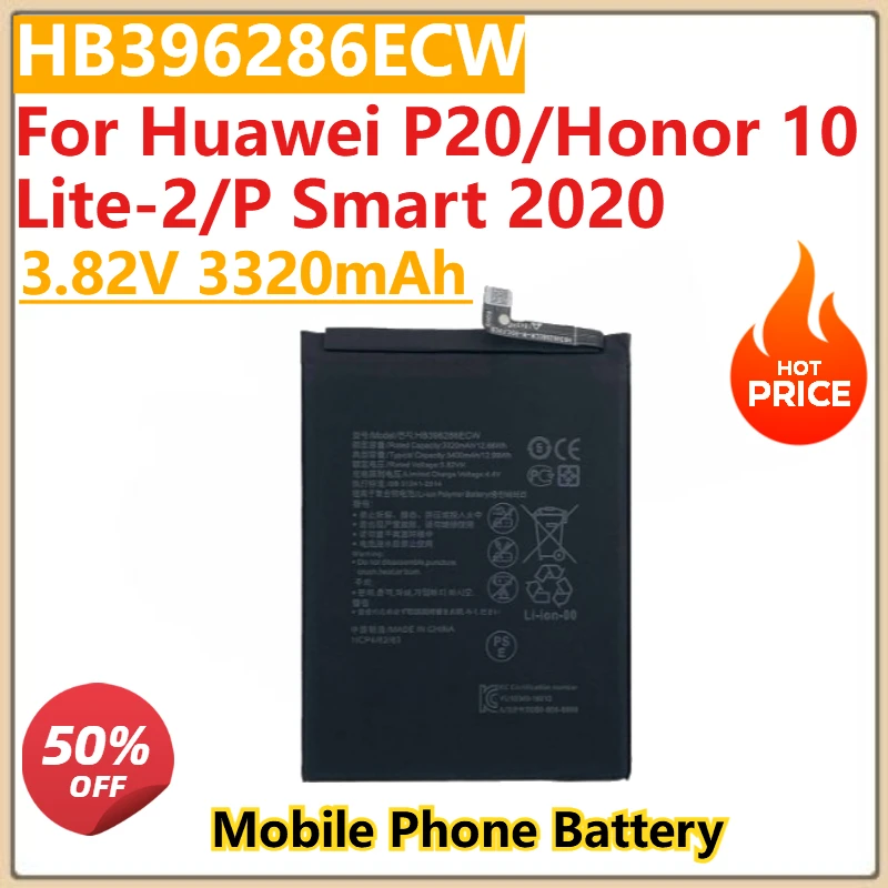 HB396286ECW 3.82V 3320mAh HB436486ECW HB446486ECW Mobile Phone Battery for Huawei P20 Pro Lite P Smart High Quality Brand New