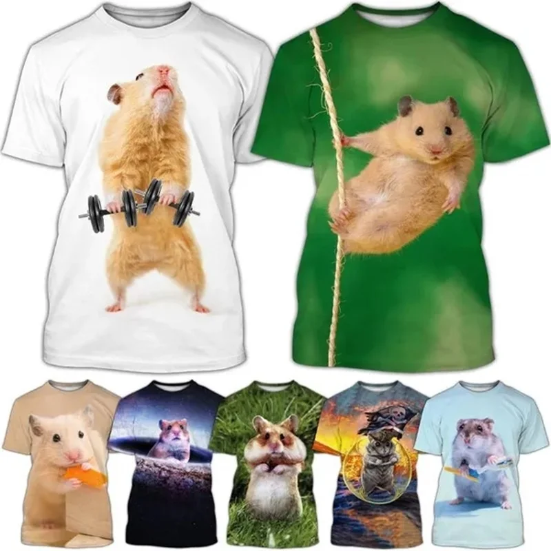 3D Print Animal Cute Hamster Tshirt For Men Casual Short Sleeve Funny Tee Tops Streetwear Kids Boy Girls Plus Size Tshirts