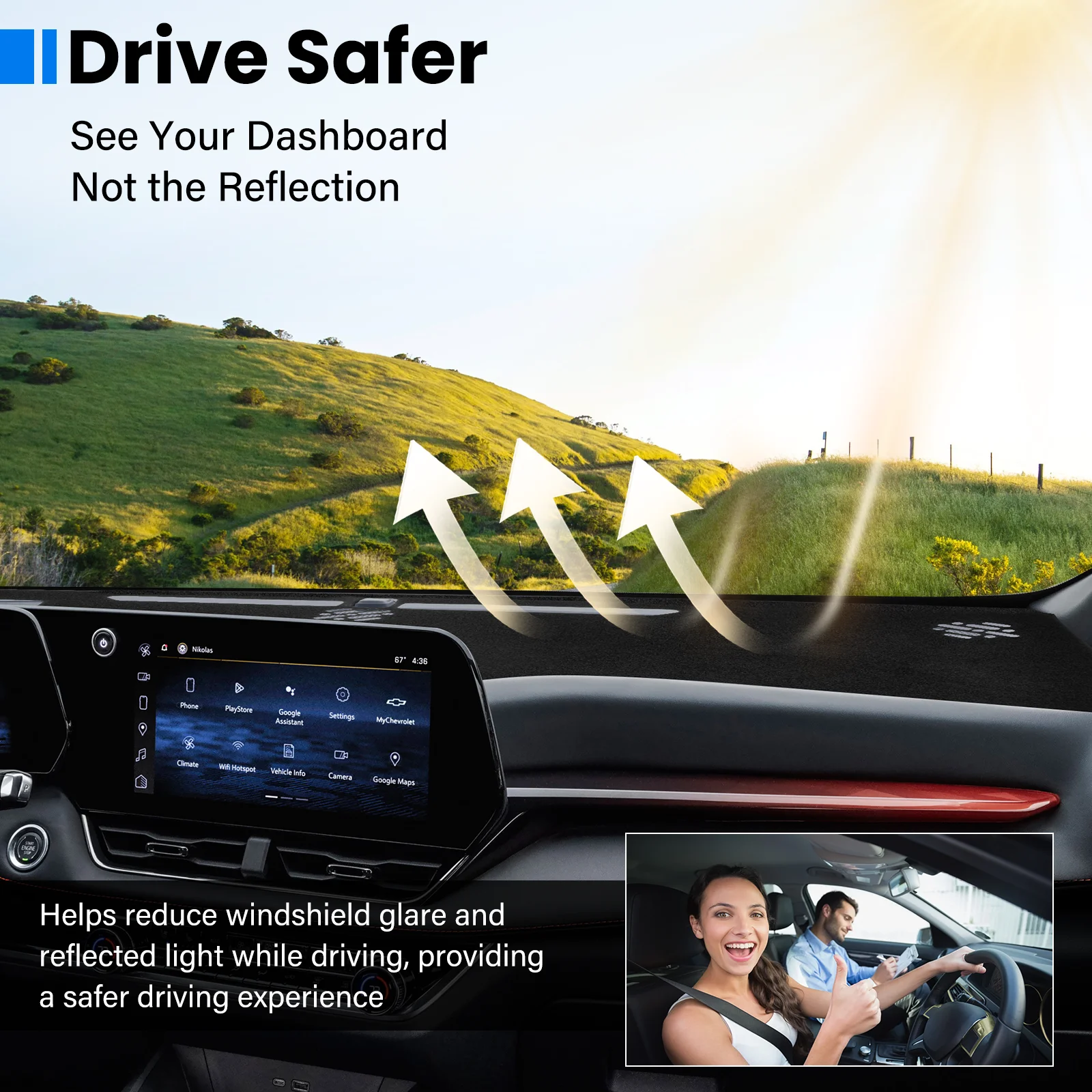 Dashboard Cover Mat for Chevrolet Equinox 2025 2026 Accessories Dash Cover Dash Mat Sunshade Glare UV Rays Protector Interior view 4