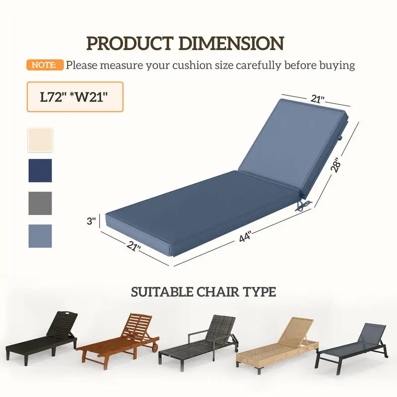 Outsunny 2-Piece Patio Chair Cushions with Backrests, Replacement Cushions for Outdoor Lounge Chair, Sky Blue