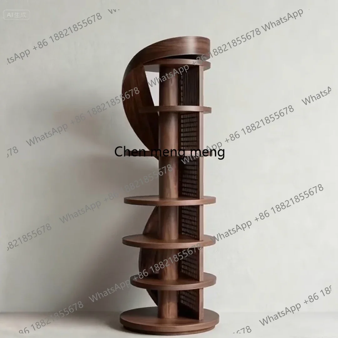 Black Walnut Curio Cabinet New Chinese Style Solid Wood Bookshelf Home Bookcase Living Room Floor-standing Storage Rack