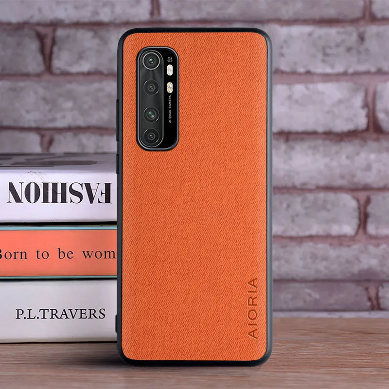 Case for Xiaomi mi note 10 Lite 10 Pro coque Luxury textile Leather skin hard phone cover for Xiaomi mi note 10 lite case funda