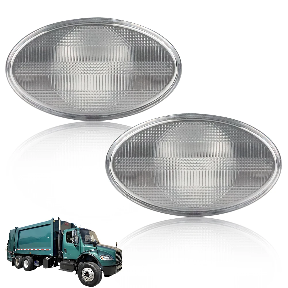 2Pcs Front Corner Side Marker Light Fender Light Hood Light Cover For 2002 2003 2004 2005 2006 2007 2008 2009 2010 2011 2012 2013 2014 2015 2016 2017 2018 2019 2020 2021 2022 Freightliner M2 106 112 2004-2012 Business Class M2