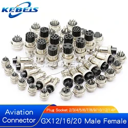 2Set GX12 GX16 GX20 2/3/4/5/6/7/8/9/10 Pin Male Female Butting Wire Cable Circular Aviation Socket Plug Panel Connector