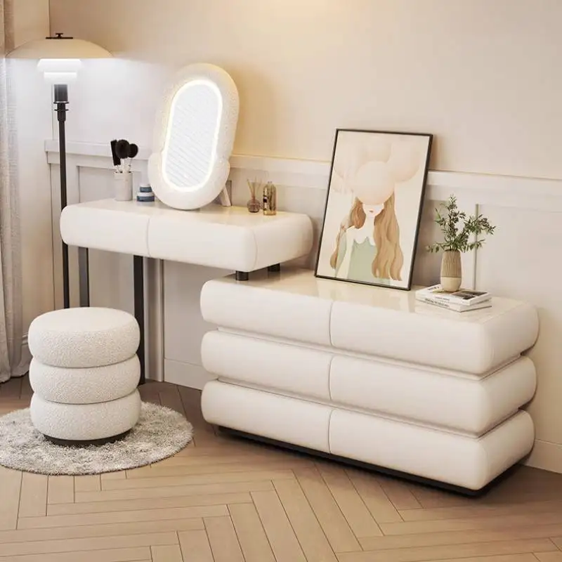 

Chair Hidden Vanity Table Dest Decor Huge Luxury White Drawer Dressing Table Wood Glass Long Makeup Tafel Furnitures For Bedroom
