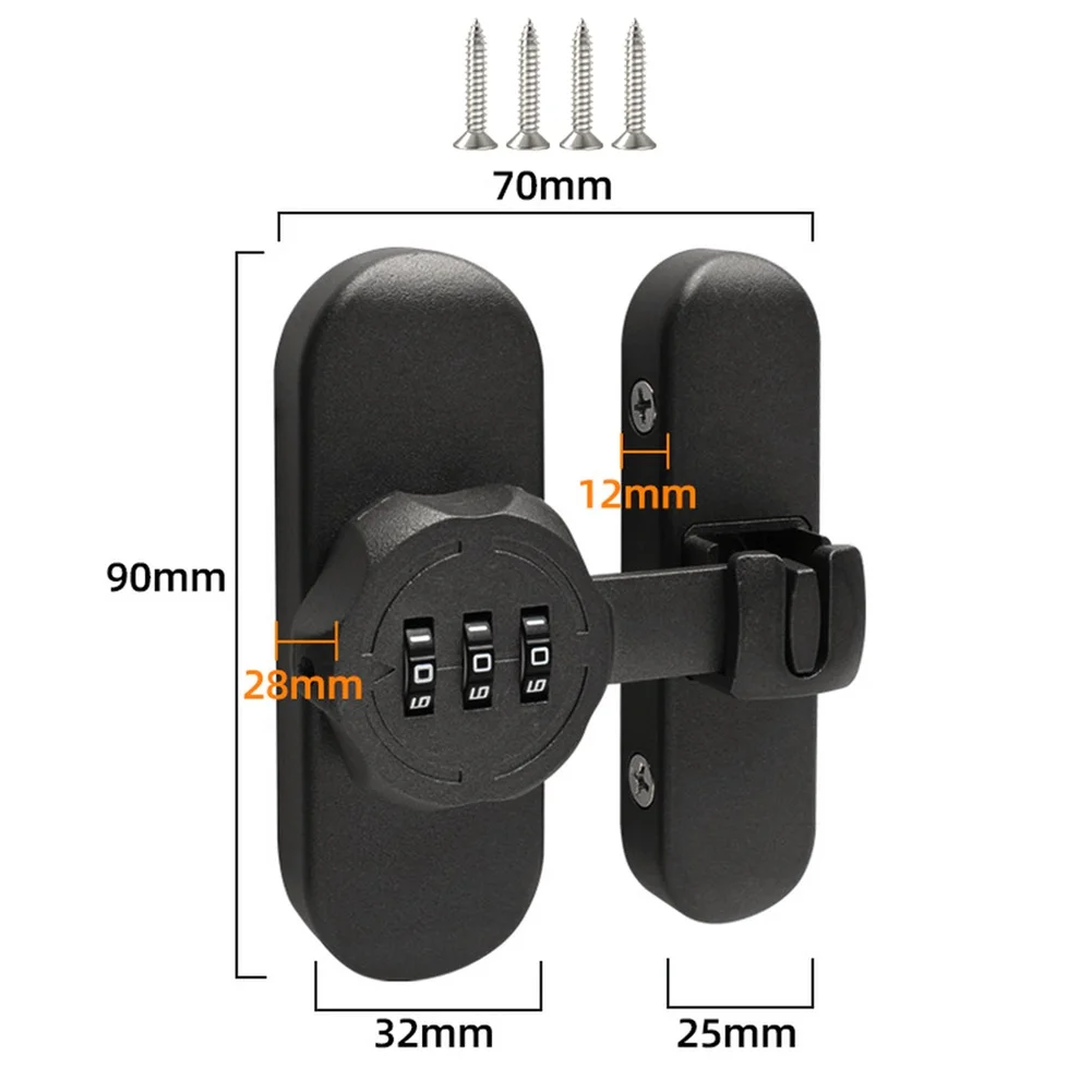 Zinc Alloy Sliding Door Lock with 3 Digit Combination for Cabinets and Office Storage Units 90 mm x 70 mm x 28 mm Black - view 6