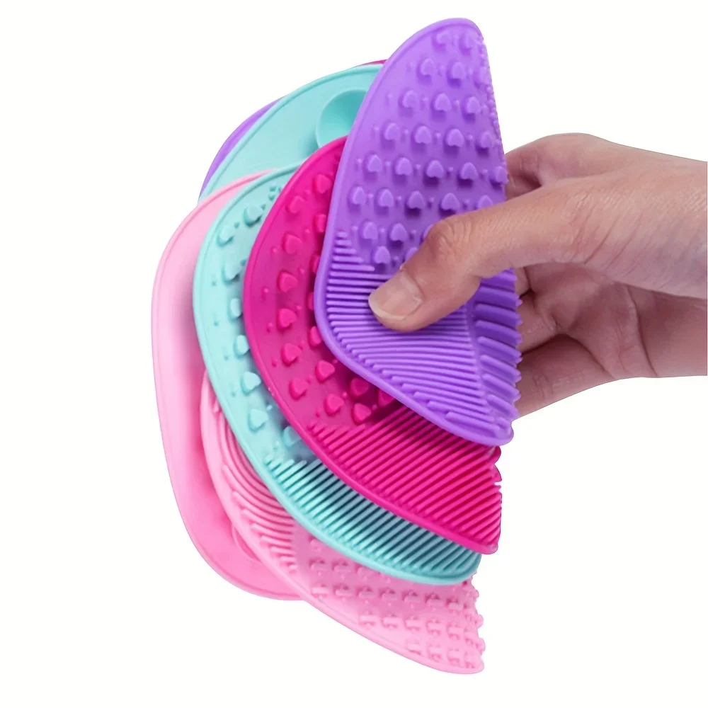 for Gentle Makeup Brush Cleaning, Reusable Brush Silicone Scrubbing Cup HoldSecure Pad with Suction Apple-Shaped Beauty Tool